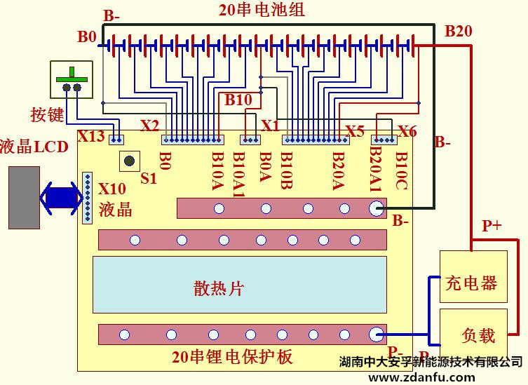 20串150A锂电池保护板接线图